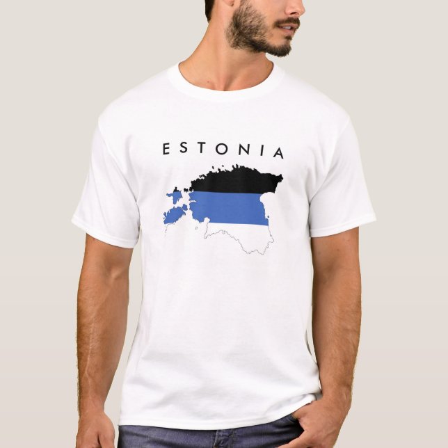 estonia country flag map shape symbol text name T-Shirt (Front)