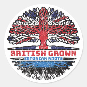 Estonia Estonian British UK Tree Roots Flag Classic Round Sticker