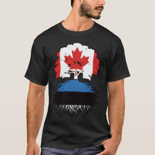 Estonia Estonian Canadian Canada Tree Roots Flag T-Shirt