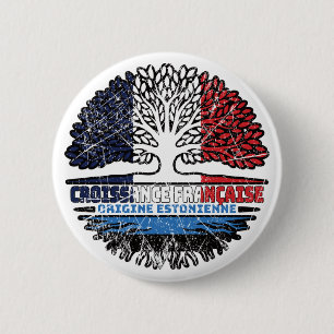 Estonia Estonian French France Tree Roots Flag 6 Cm Round Badge