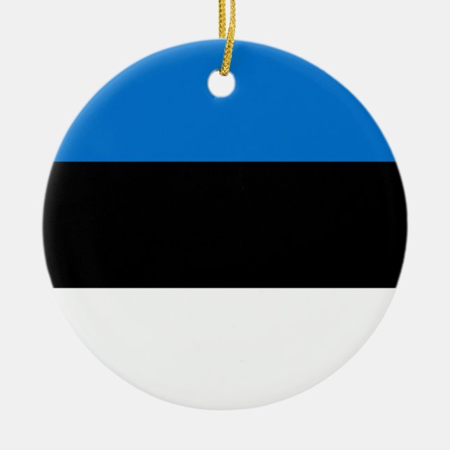 Estonia flag ceramic tree decoration (Front)