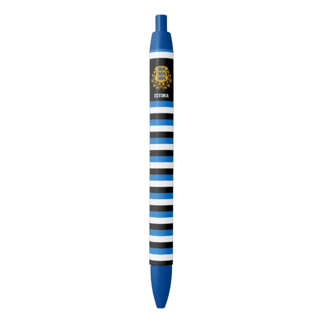 Estonia Flag Cute Patriotic Black Ink Pen (Front Vertical)
