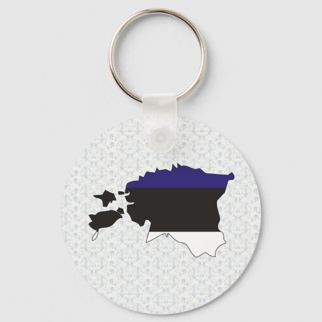 Estonia Flag Map full size Key Ring (Front)
