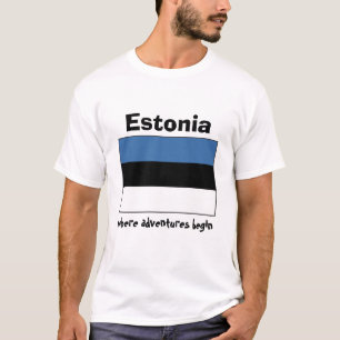 Estonia Flag + Map + Text T-Shirt