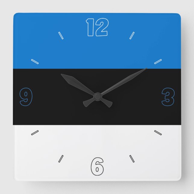 Estonia Flag Patriotic Square Wall Clock (Front)