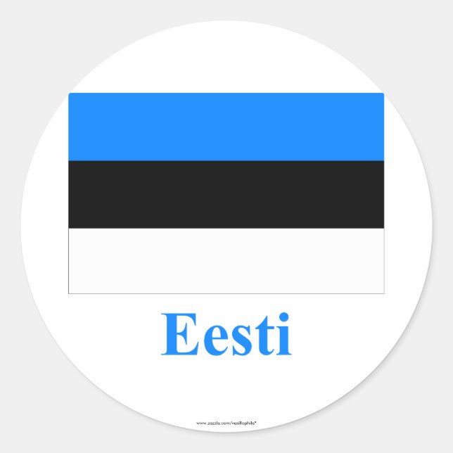 Estonia Flag with Name in Estonian Classic Round Sticker (Front)