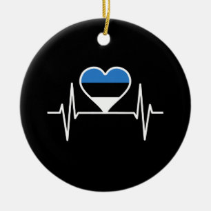 Estonia Heartbeat Estonia Flag Ceramic Tree Decoration