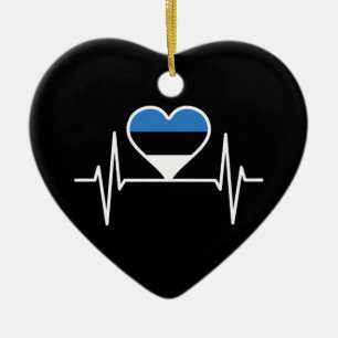 Estonia Heartbeat Estonia Flag Ceramic Tree Decoration