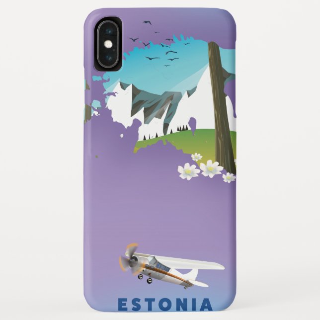 Estonia Illustrated map tourist poster Case-Mate iPhone Case (Back)