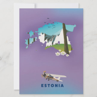 Estonia Illustrated map tourist poster Invitation