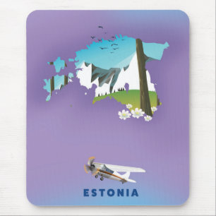 Estonia Illustrated map tourist poster Mouse Mat
