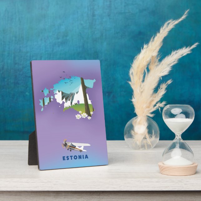 Estonia Illustrated map tourist poster Plaque (Side)