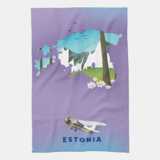 Estonia Illustrated map tourist poster Tea Towel