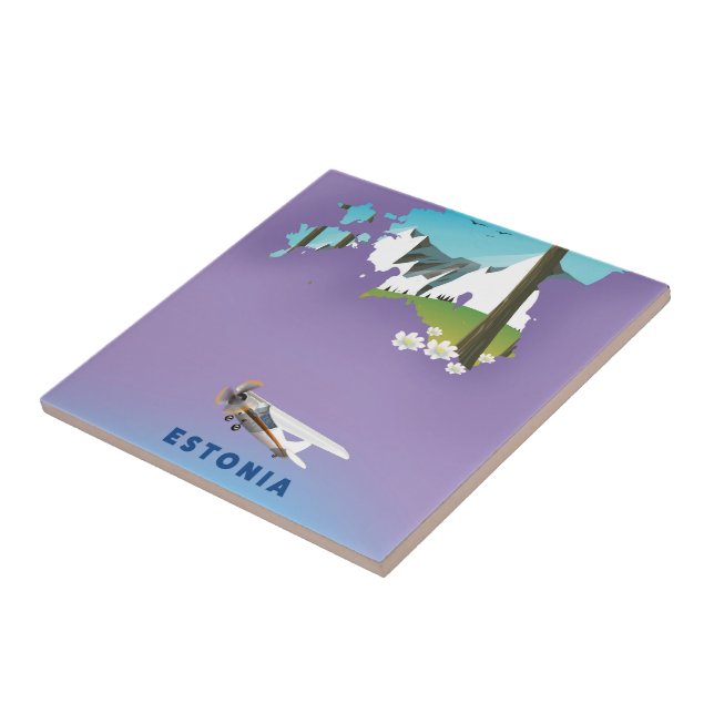 Estonia Illustrated map tourist poster Tile (Side)