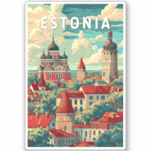 Estonia Illustration Travel Art Vintage