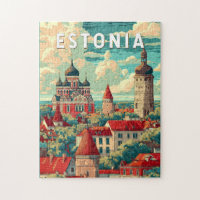 Estonia Illustration Travel Art Vintage