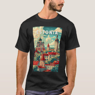 Estonia Illustration Travel Art Vintage T-Shirt