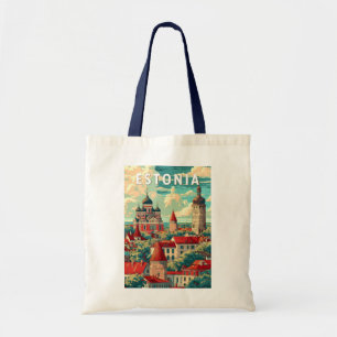 Estonia Illustration Travel Art Vintage Tote Bag