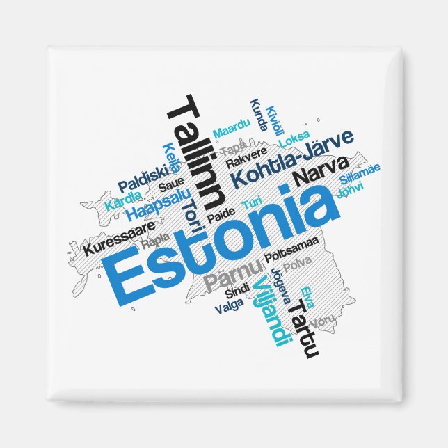 Estonia Map Cities Magnet (Front)