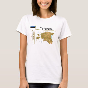 Estonia Map + Flag + Title T-Shirt