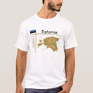 Estonia Map + Flag + Title T-Shirt