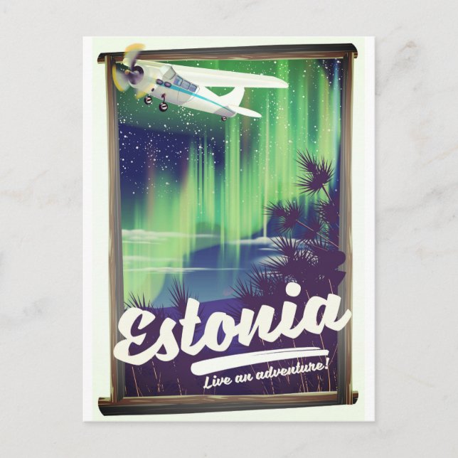 Estonia Northern lights adventure poster. Postcard (Front)