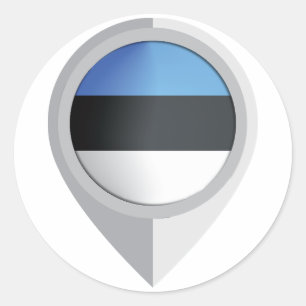Estonia Pin Location Flag  Classic Round Sticker