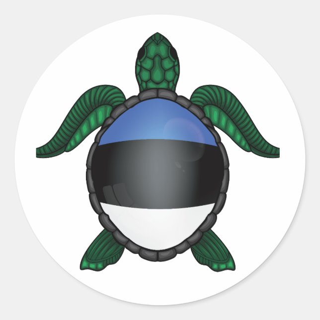 Estonia sea turtle flag classic round sticker (Front)