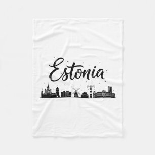 Estonia Skyline Travel Vacation Outfits Fleece Blanket