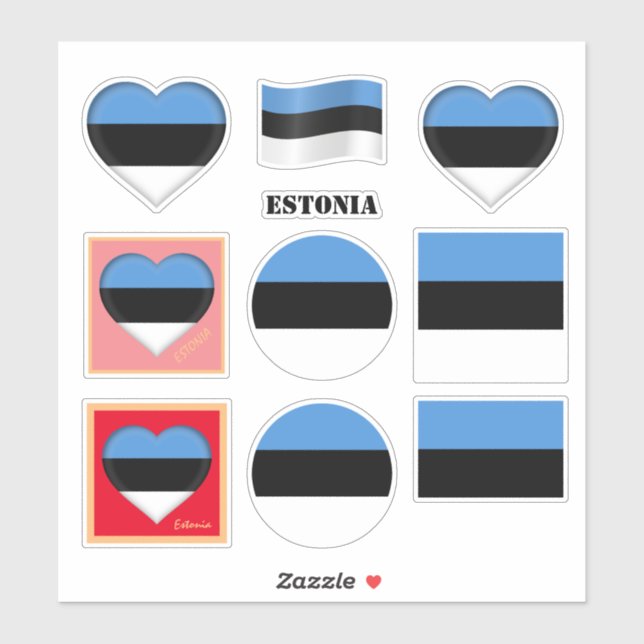 Estonia stickers & Estonian Flag, Heart /sports (Sheet)