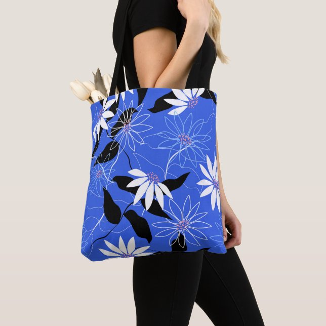 Estonia tote bag. Estonian colours floral print (Close Up)