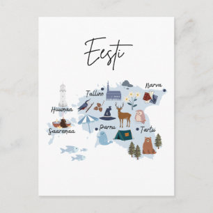 Estonia travel map postcard