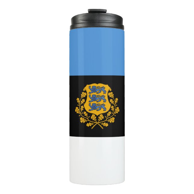 Estonia Travel Mug, patriotic Estonian Flag Thermal Tumbler (Front)