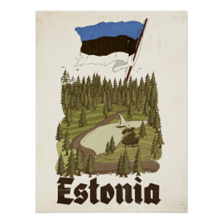 Estonia Vintage Travel Poster