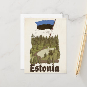 Estonia Vintage Travel Poster Announcement Postcard