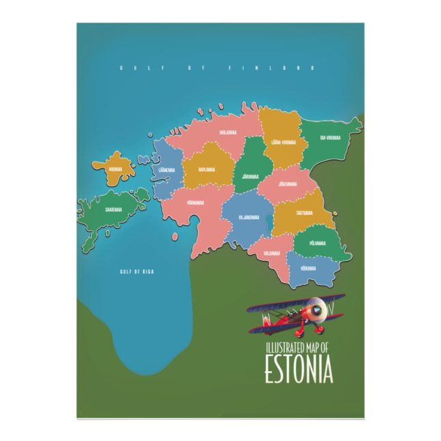 Estonia Vintage travel poster map (Front)