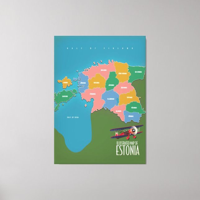 Estonia Vintage travel poster map Canvas Print (Front)