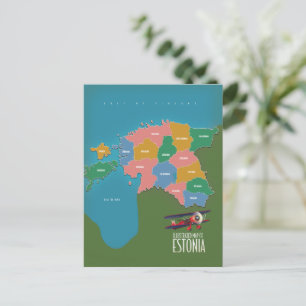 Estonia Vintage travel poster map Postcard