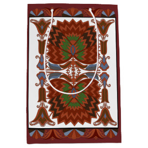 Estonian antique floral folk art embroidery medium gift bag