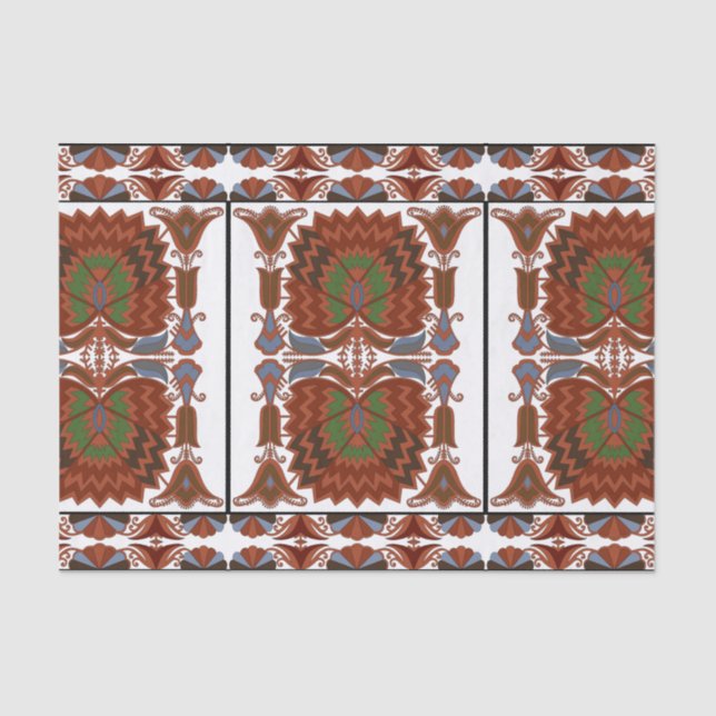 Estonian antique floral folk art embroidery  tissue paper (Front)