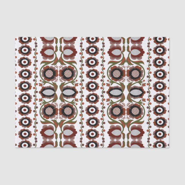 Estonian antique folk art pattern with flowers tissue paper (Front)