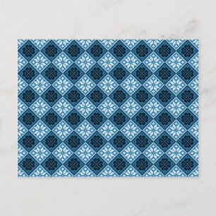 Estonian Blue Black and White Mitten Pattern Postcard