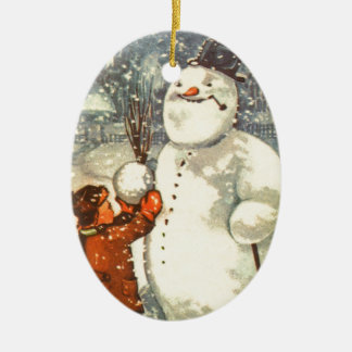 Estonian Boy with Snowman Christmas Tree Ornament