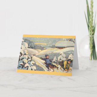 Estonian Children on Sleds Holiday Card