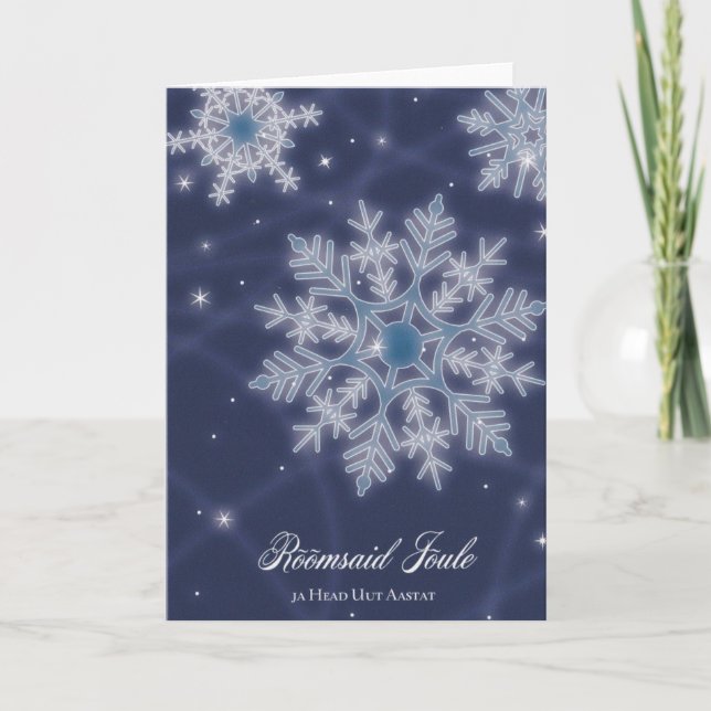 Estonian Christmas Card - Blue Snowflake (Front)