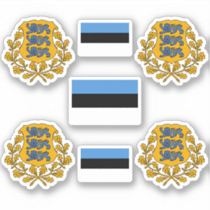 Estonian coat of arms and flag Sticker