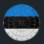 Estonian Flag Dartboard<br><div class="desc">This design features the national flag of Estonia (officially the Republic of Estonia), which is a country on the eastern coast of the Baltic Sea in Northern Europe. It is bordered to the north by the Gulf of Finland across from Finland, to the west by the Baltic Sea across from...</div>