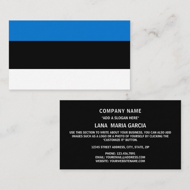 Estonian Flag, Flag of Estonia Business Card (Front/Back)