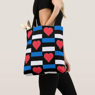 Estonian Flag Heart Pattern Fun Patriotic Estonia Tote Bag