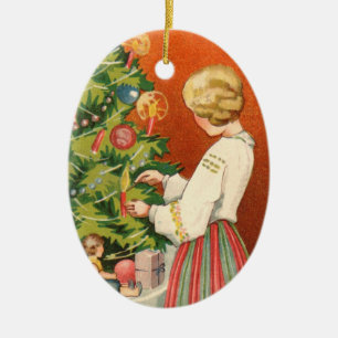 Estonian Girl at Christmas Tree Ornament